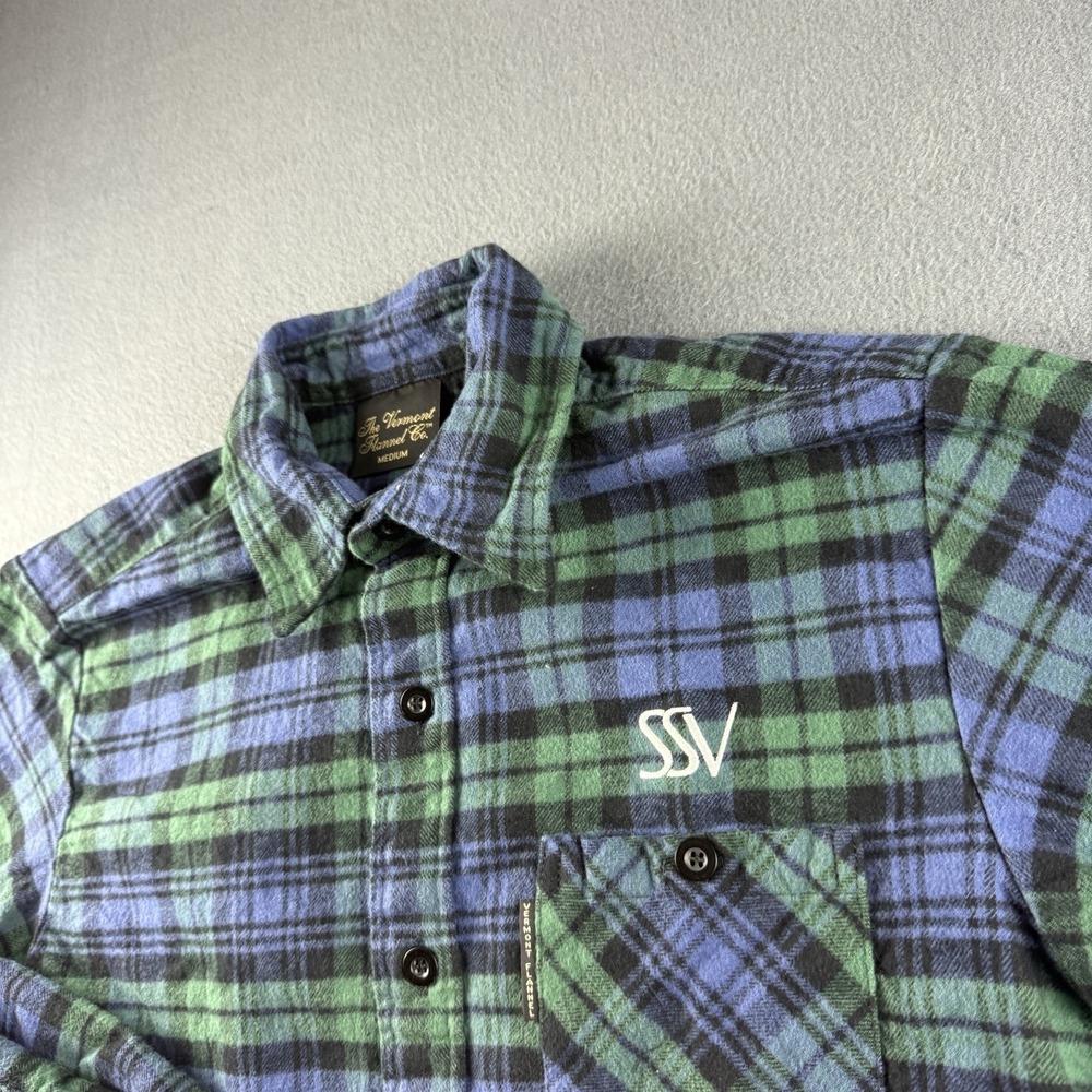 The Vermont Flannel Co Shirt Men's M Green Blue Plaid Tartan Outdoor Workwear